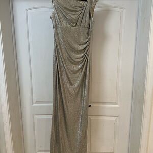 MARINA One Shoulder Gold Dress